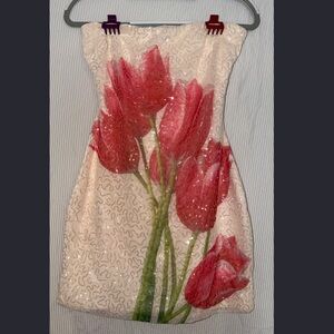 Windsor Pink Cream Floral Sequin Party Dress